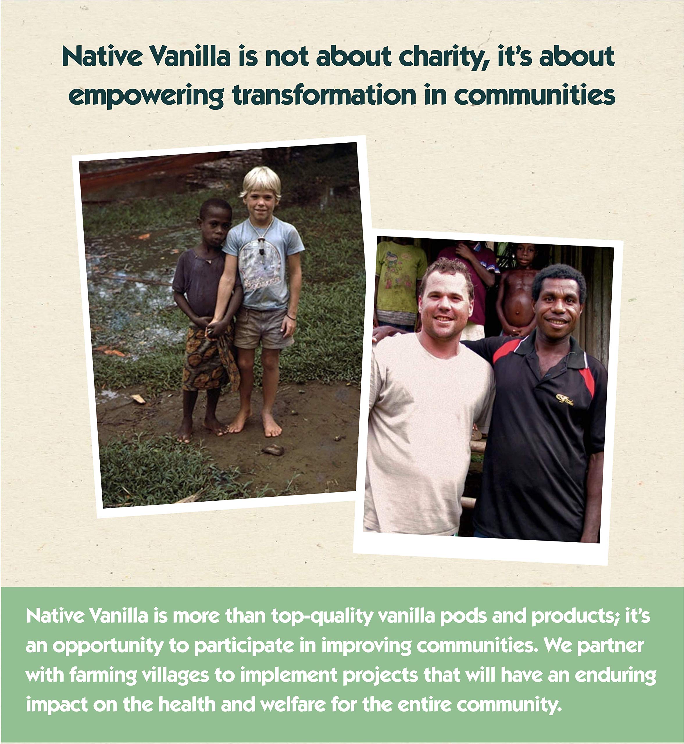 Native Vanilla with whole vanilla beans and spoon showing real beans benefit