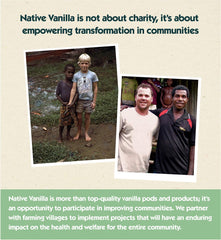 Native Vanilla with whole vanilla beans and spoon showing real beans benefit