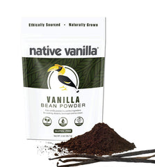 Native Vanilla front jar 2oz showing packaging and pure vanilla benefits