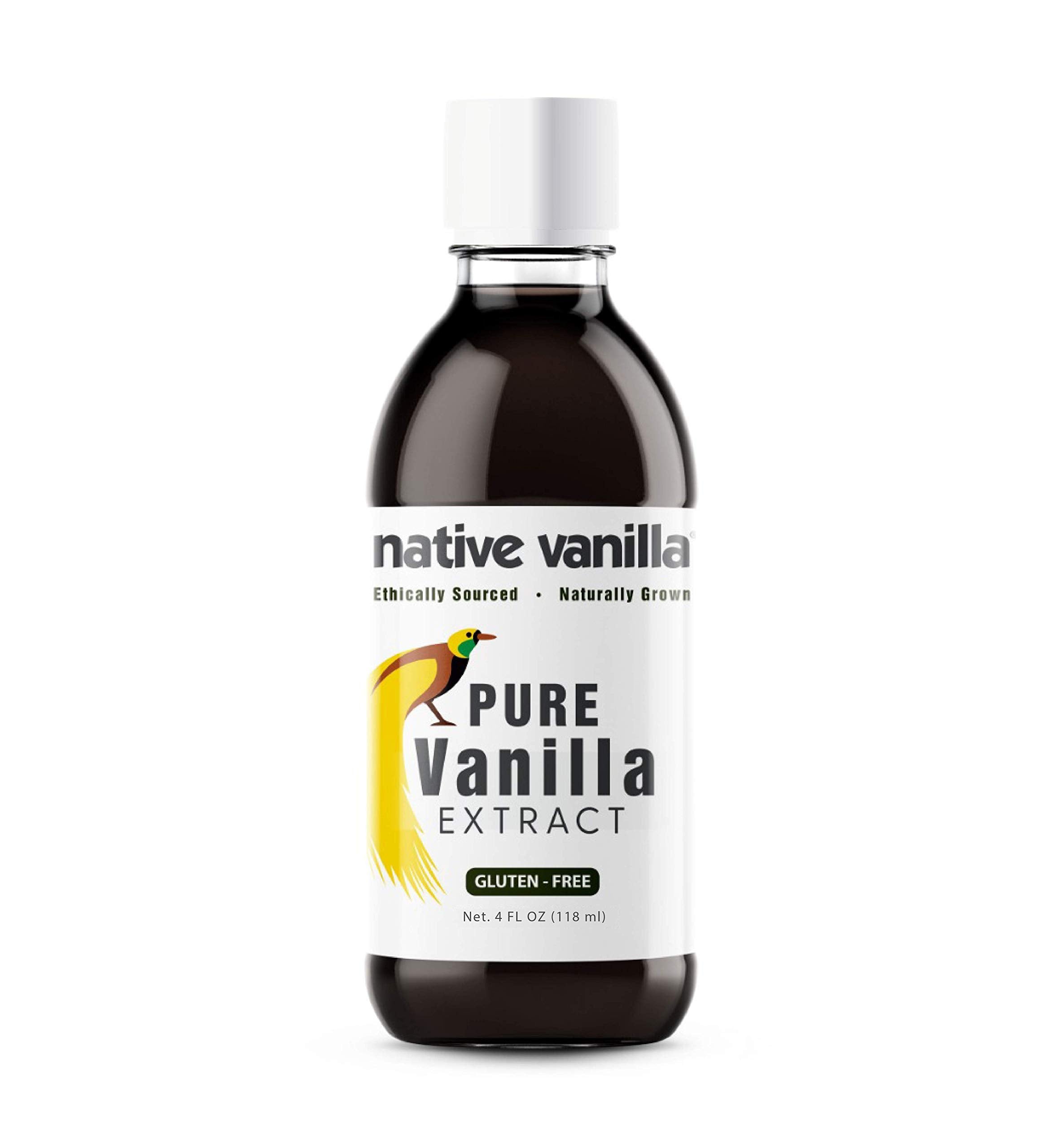 Native Vanilla front label on 4oz bottle highlighting purity and strength