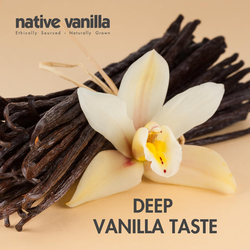 Native Vanilla close-up vanilla paste specks showing texture and premium quality
