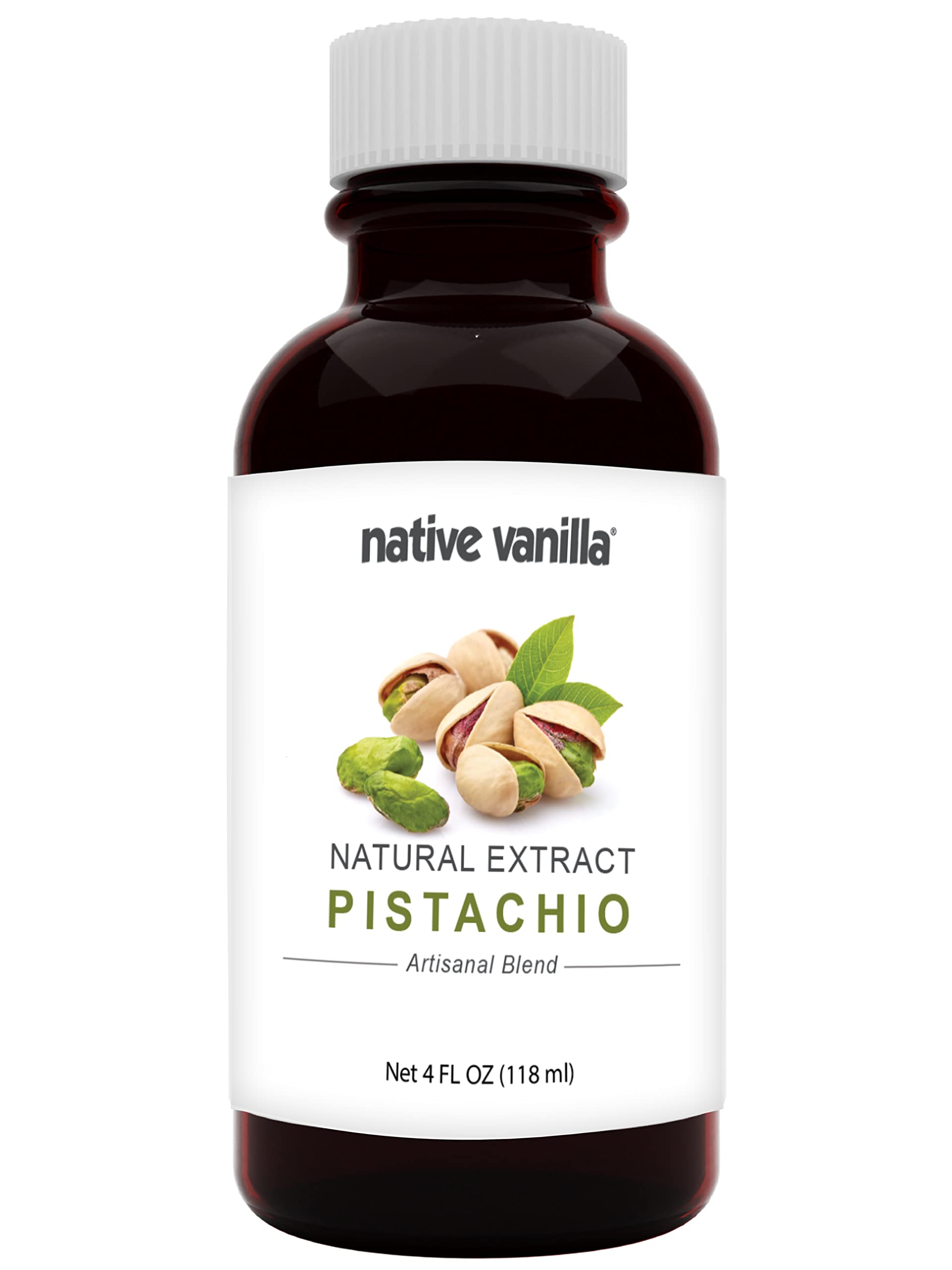 Native Vanilla bottle front label showing pistachio flavor and size benefits