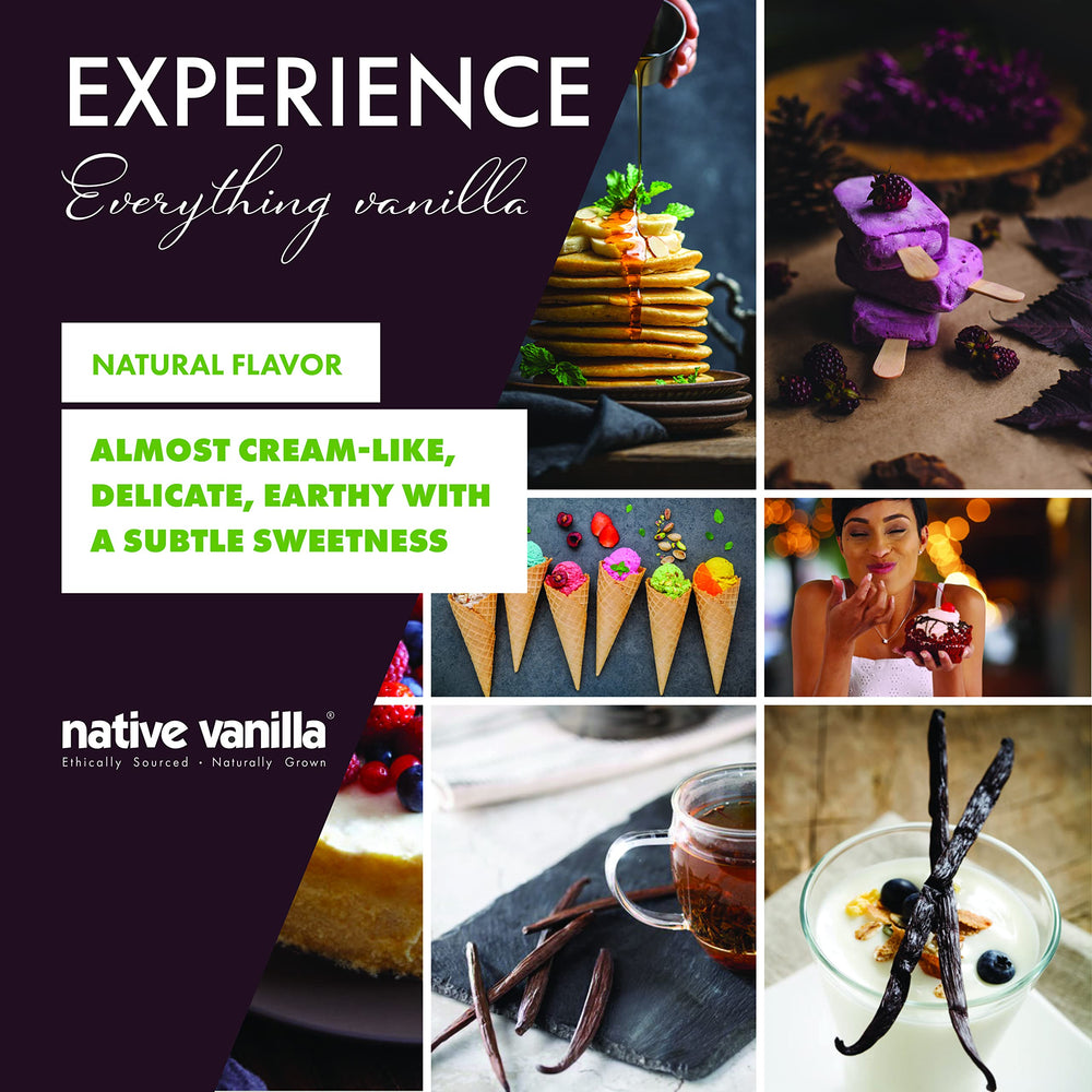 Native Vanilla pod texture highlighting oily, plump appearance for rich aroma