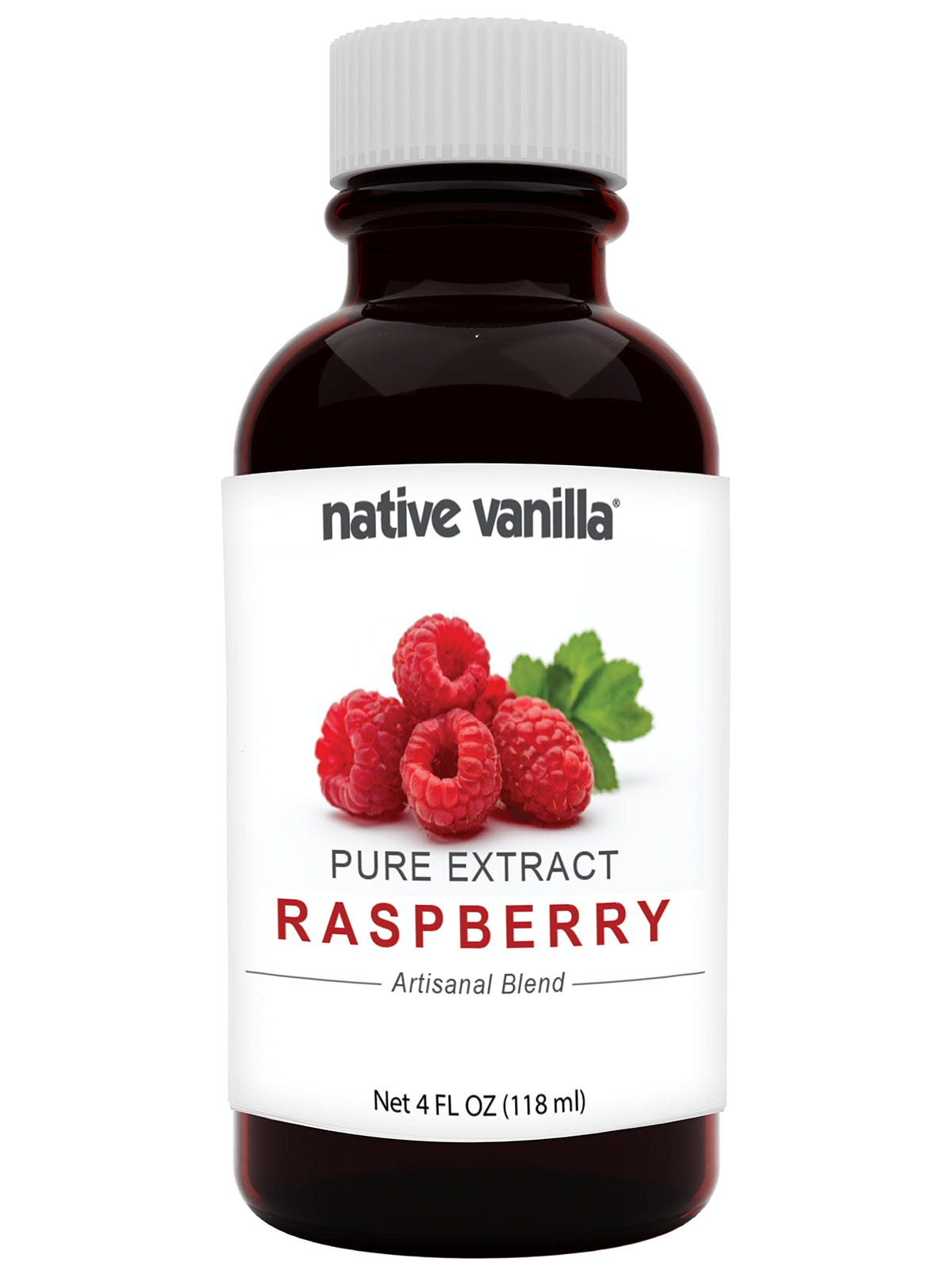 Native Vanilla front bottle showing clear raspberry extract benefits consistent flavor