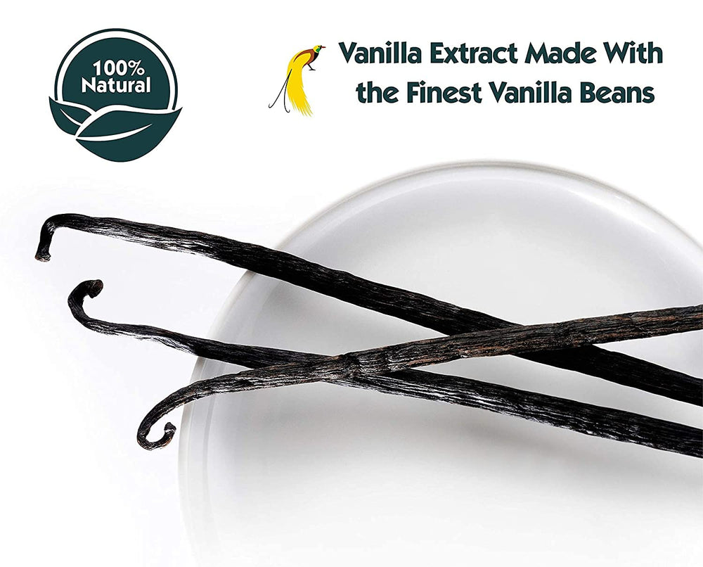 Native Vanilla bottle next to measuring cup showing 128oz scale and cost savings