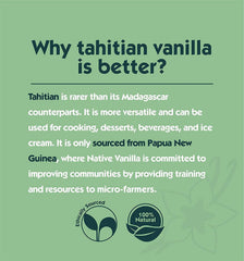Native Vanilla spoon with powder demonstrating 1 tsp equivalence benefit