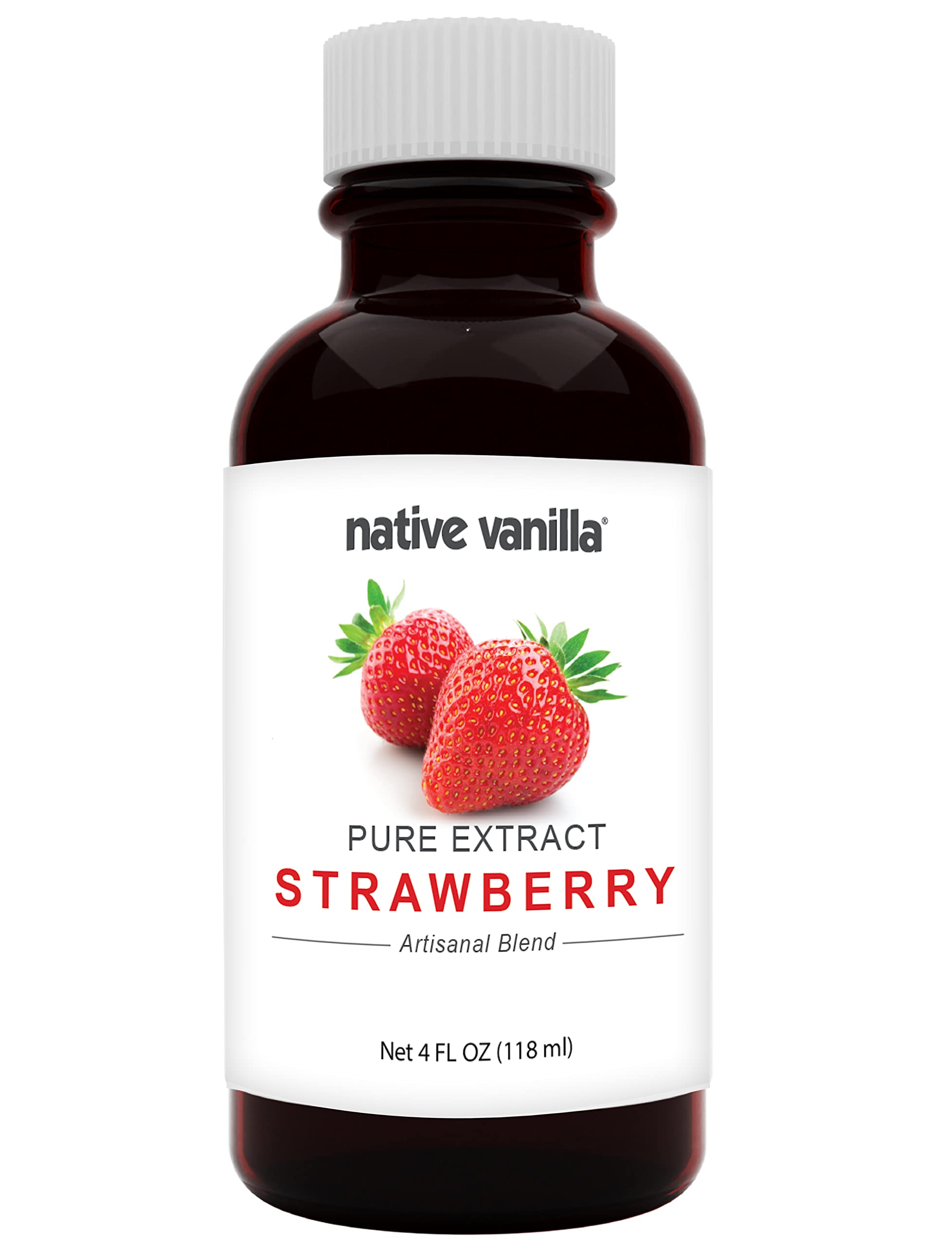 Native Vanilla bottle front view showing clear 4 fl oz extract for consistent flavor