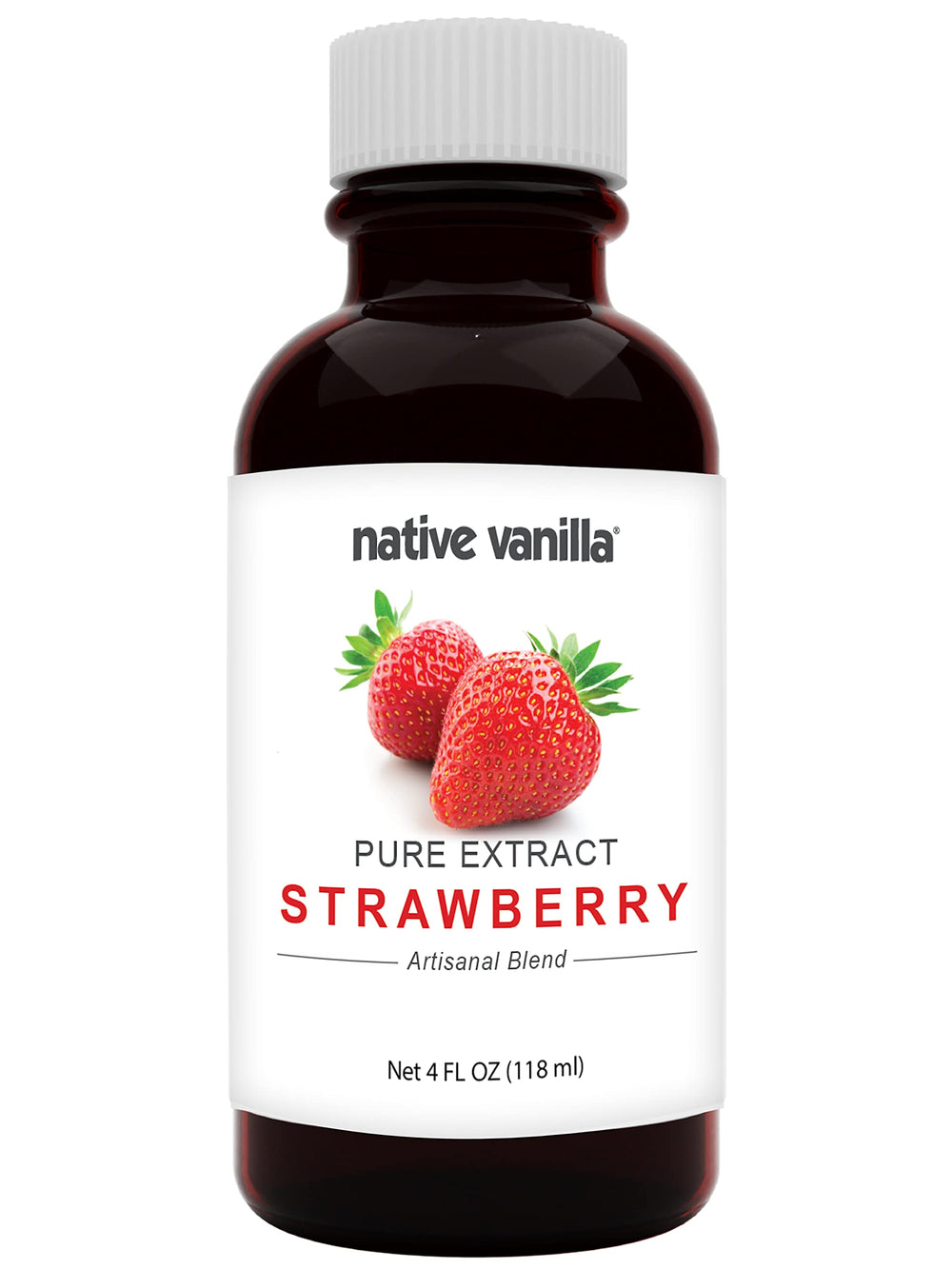 Native Vanilla bottle front view showing clear 4 fl oz extract for consistent flavor