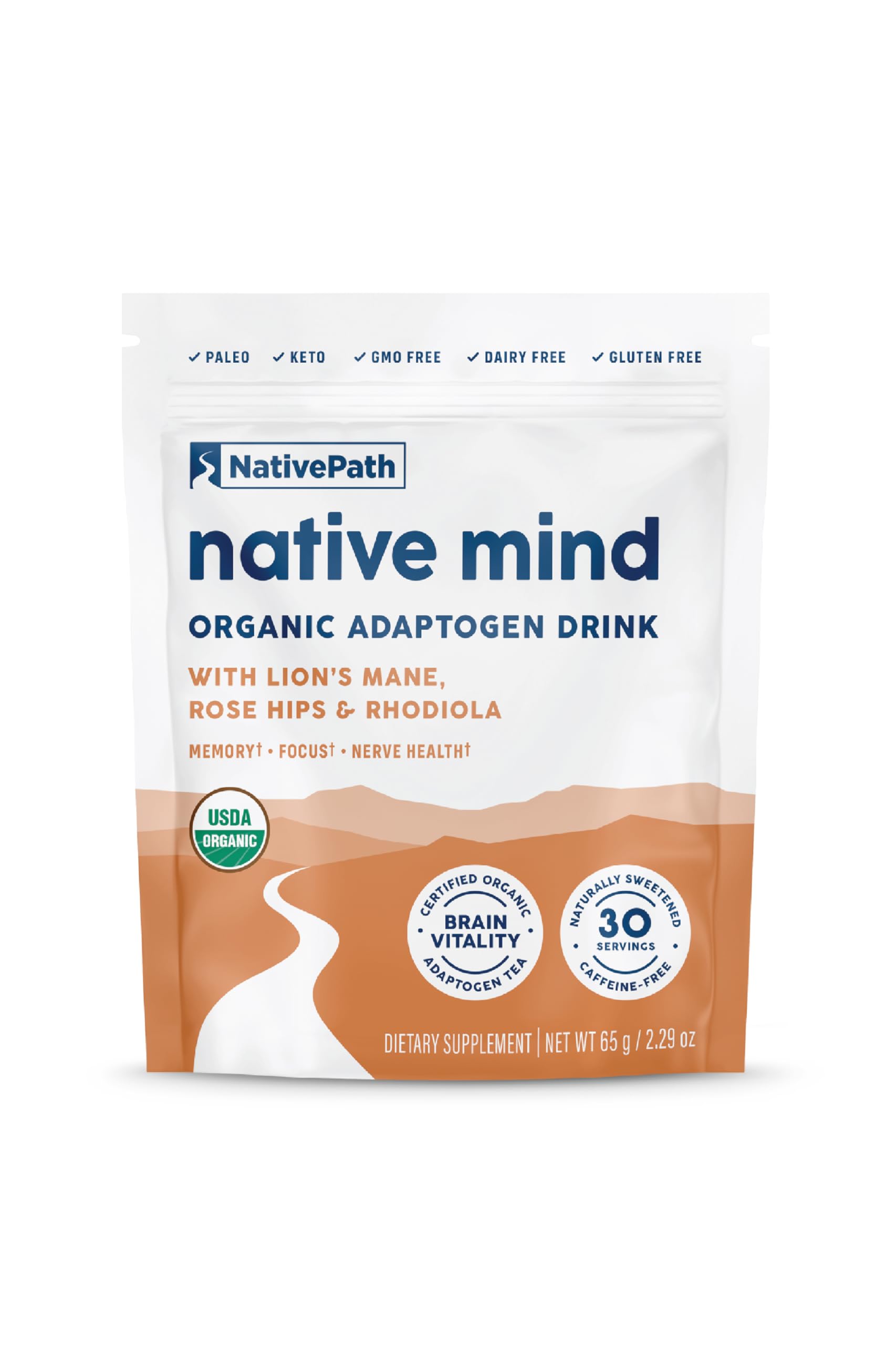 NativePath Native Mind front packaging showing 30 servings and peppermint branding benefiting daily use