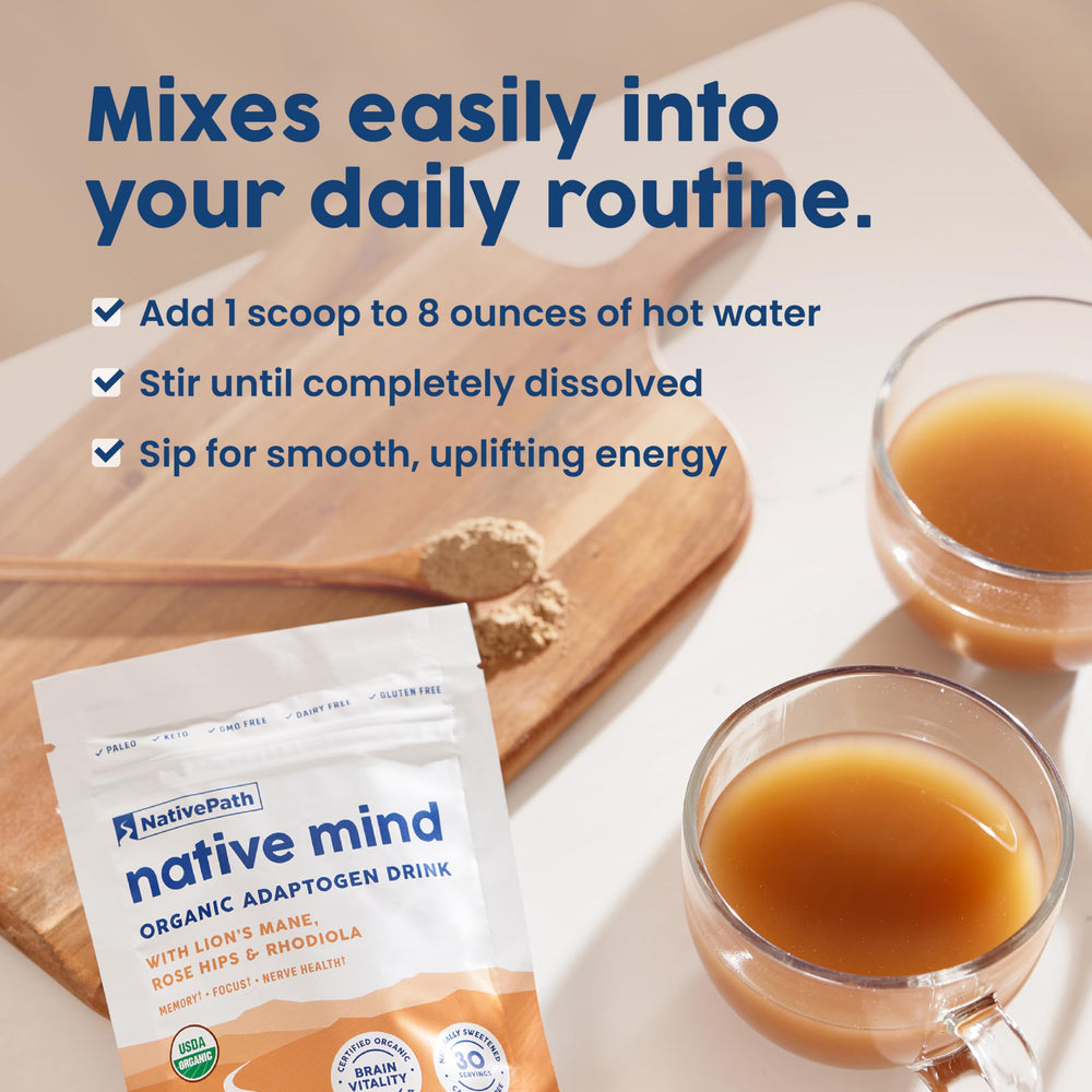 NativePath Native Mind label closeup showing organic ingredients and clean formula for informed buyers