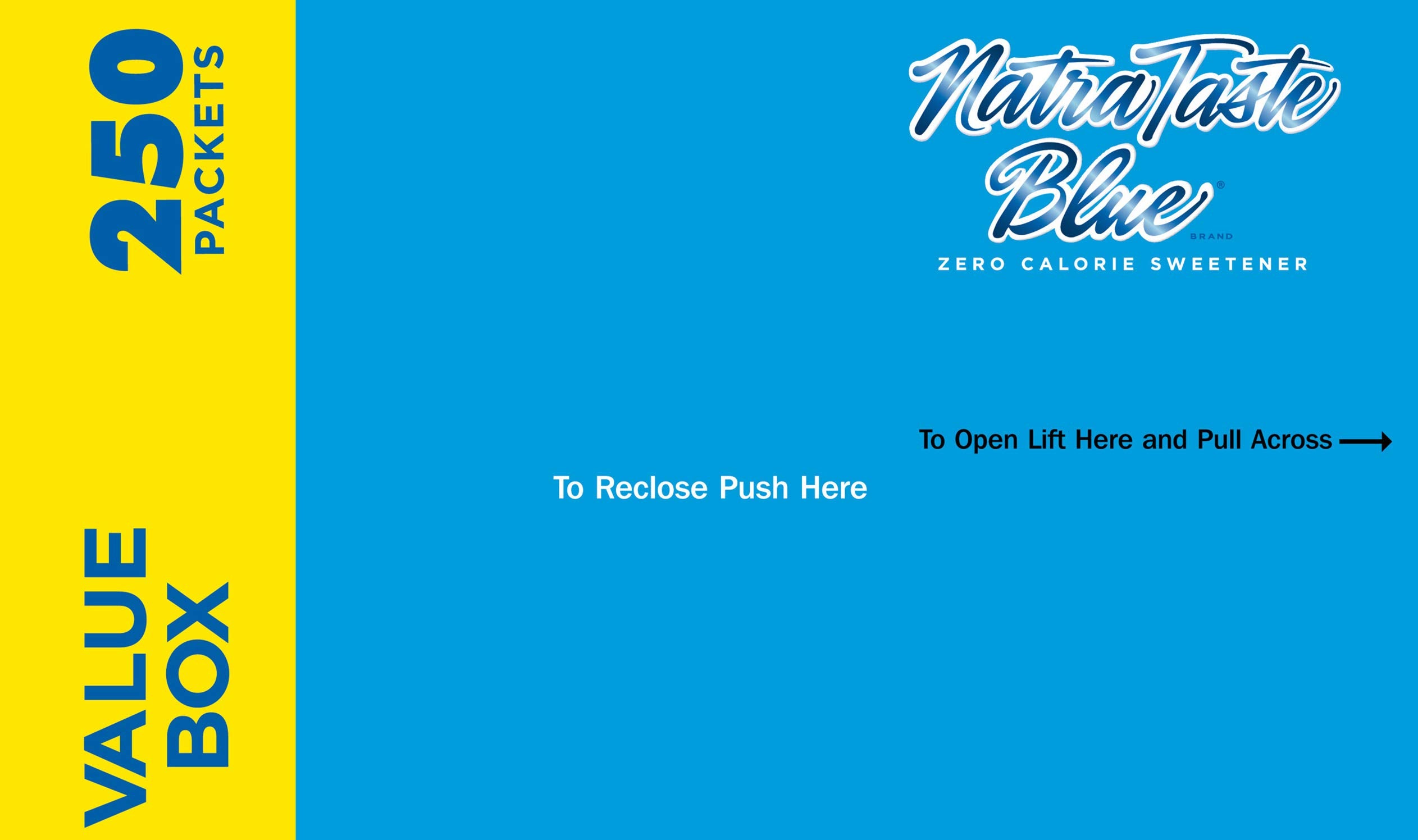 NatraTaste Blue packet stirred into iced tea for instant mixing benefit