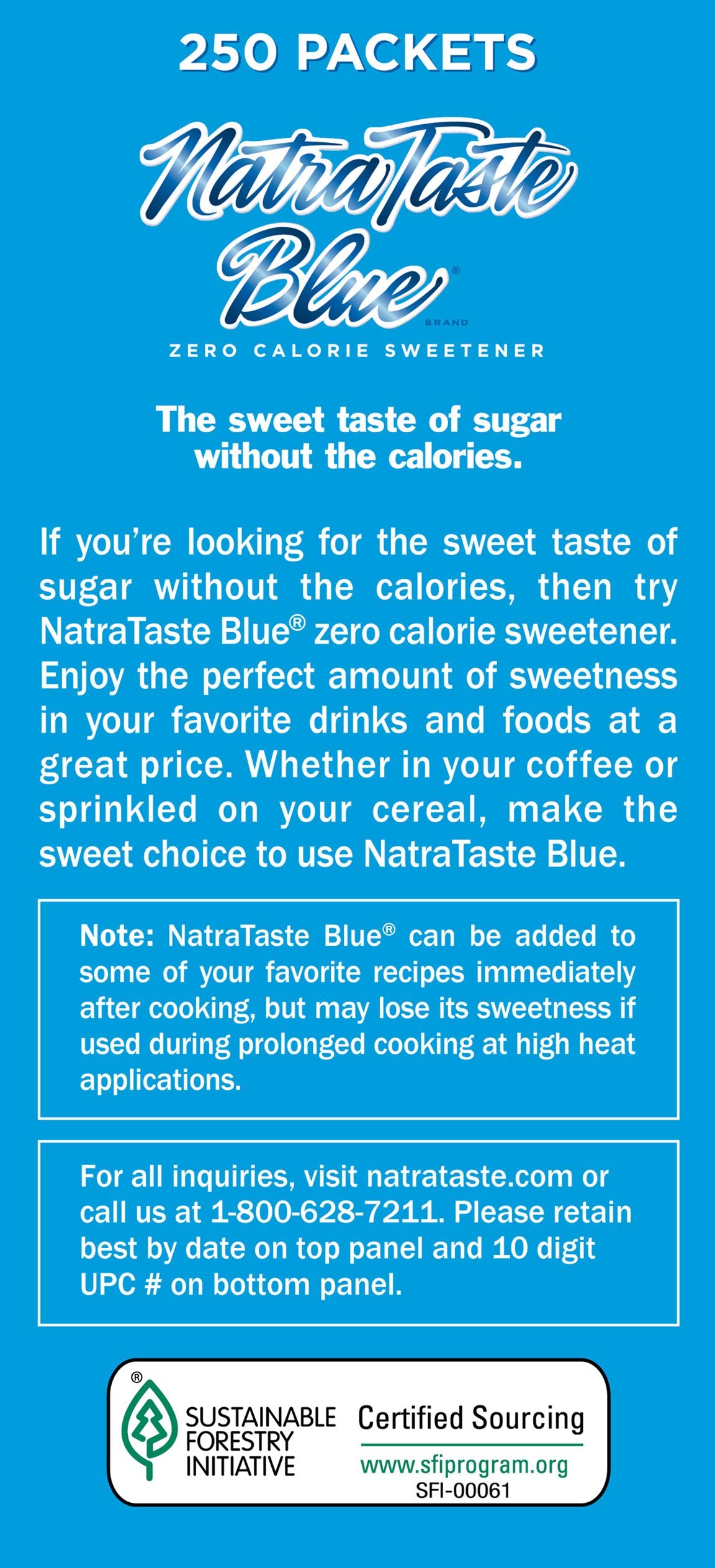 NatraTaste Blue fine powder texture displayed for quick dissolving benefit