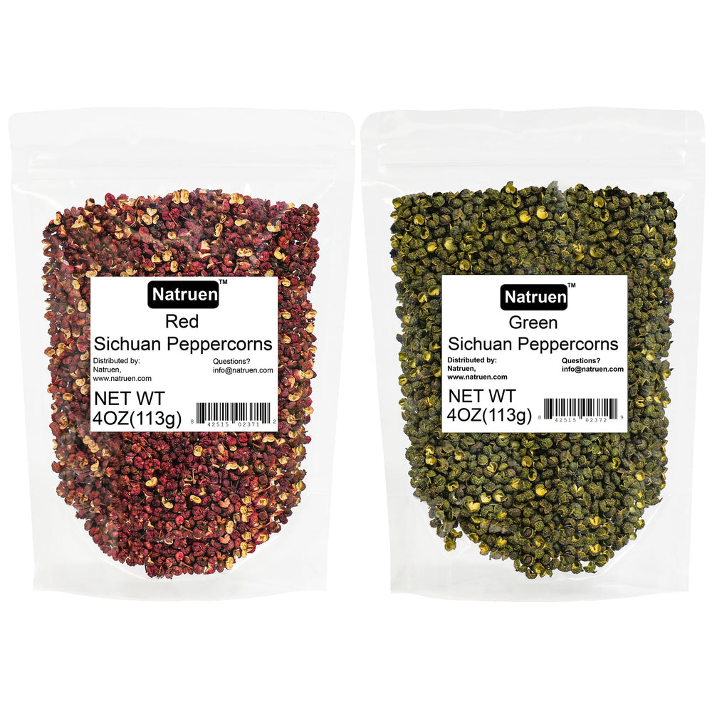 Natruen front packaging showing two 4 oz jars and clear labels, ensures authentic Szechuan flavor.