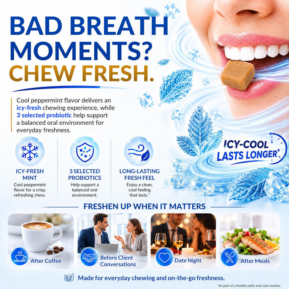 NaturaBios gum in hand demonstrating on-the-go fresh breath convenience