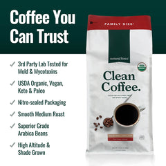 Natural Force close-up of whole bean texture highlighting freshness and even roast