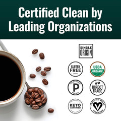 Natural Force beans measured into French press showing brewing ease and smooth cup benefit