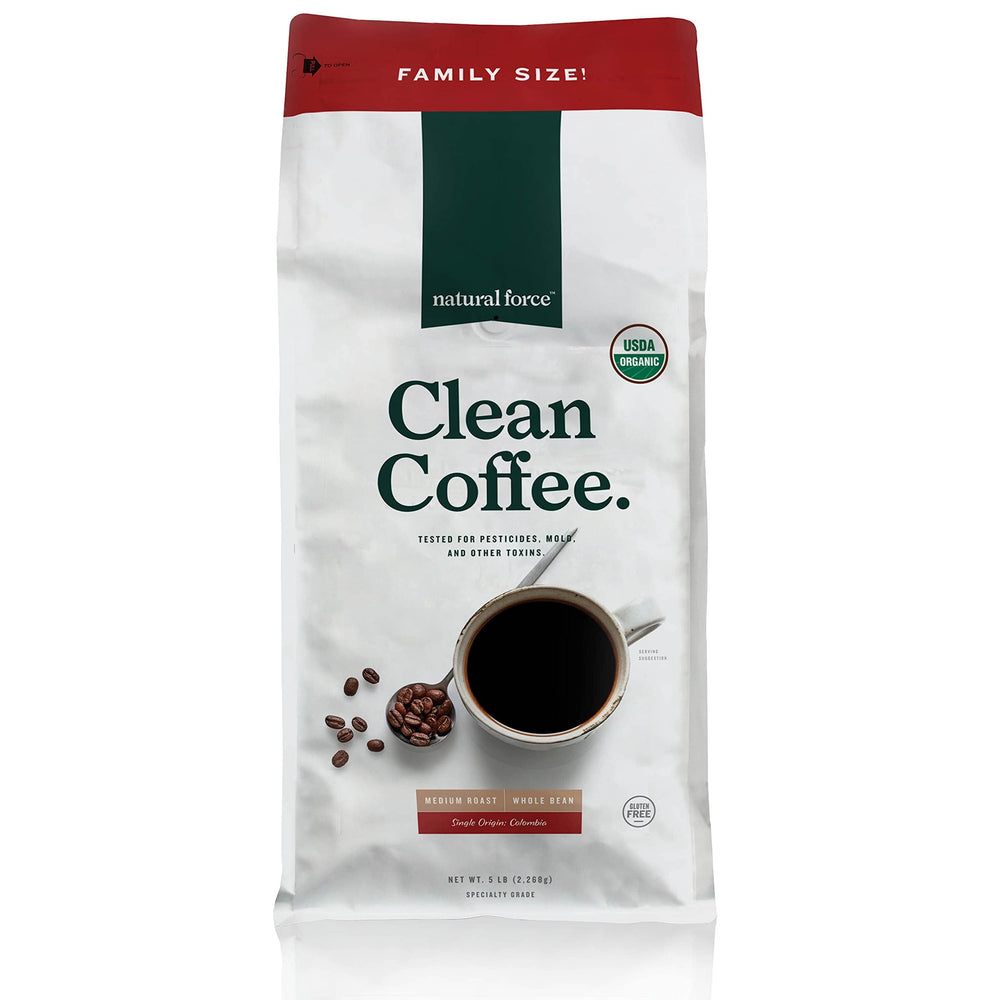 Natural Force front packaging 5 lb bag showing organic label and family size benefit