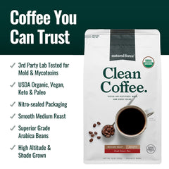 Natural Force pouring ground coffee into filter for clean pour-over brewing