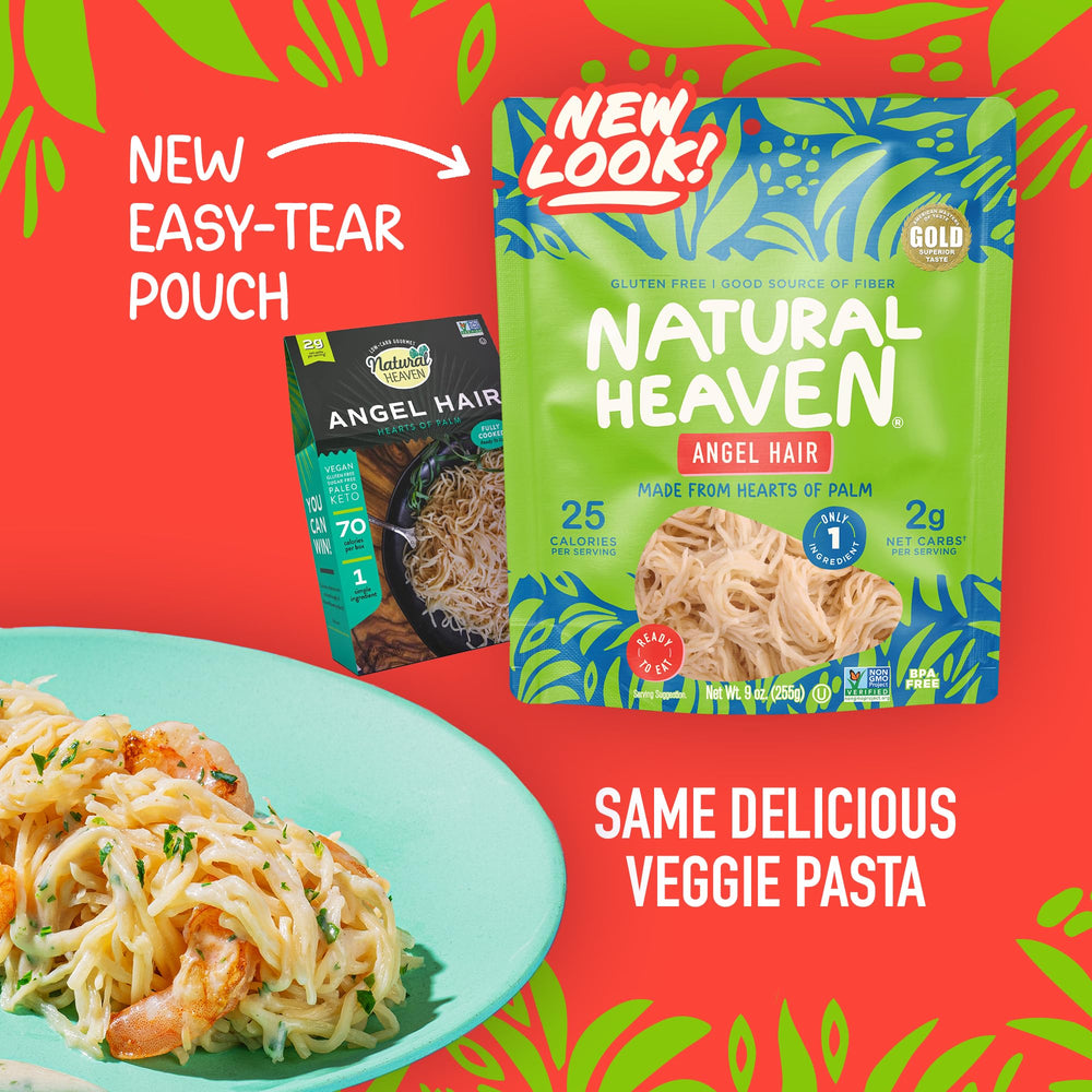 Natural Heaven open tub of angel hair pasta ready to heat