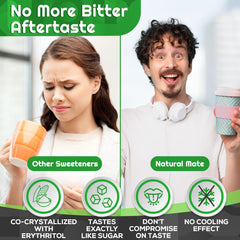 Natural Mate on spoon demonstrating 2:1 sugar replacement ratio for recipe accuracy