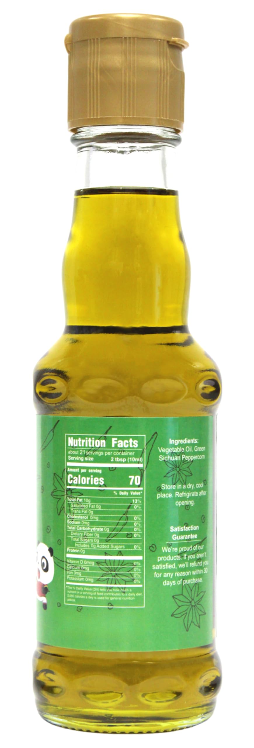 Natural Plus Green label closeup highlights cold-pressed authenticity benefit