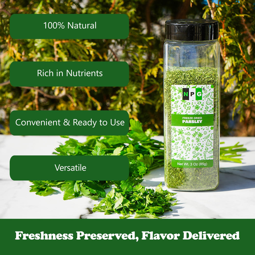 Natural Plus Green flakes on spoon showing 3 oz size and portion control benefit