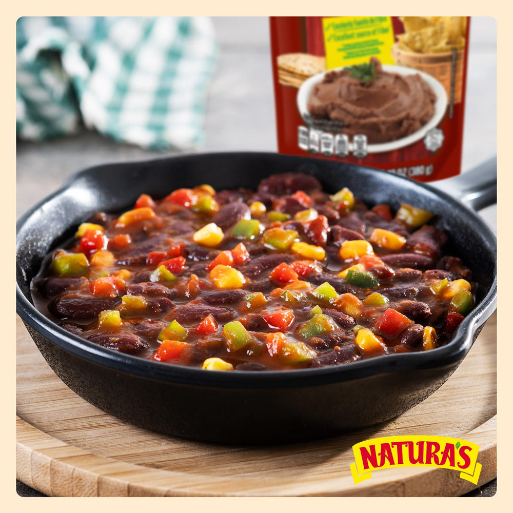 NATURA'S beans inside a quesadilla showing versatile recipe use