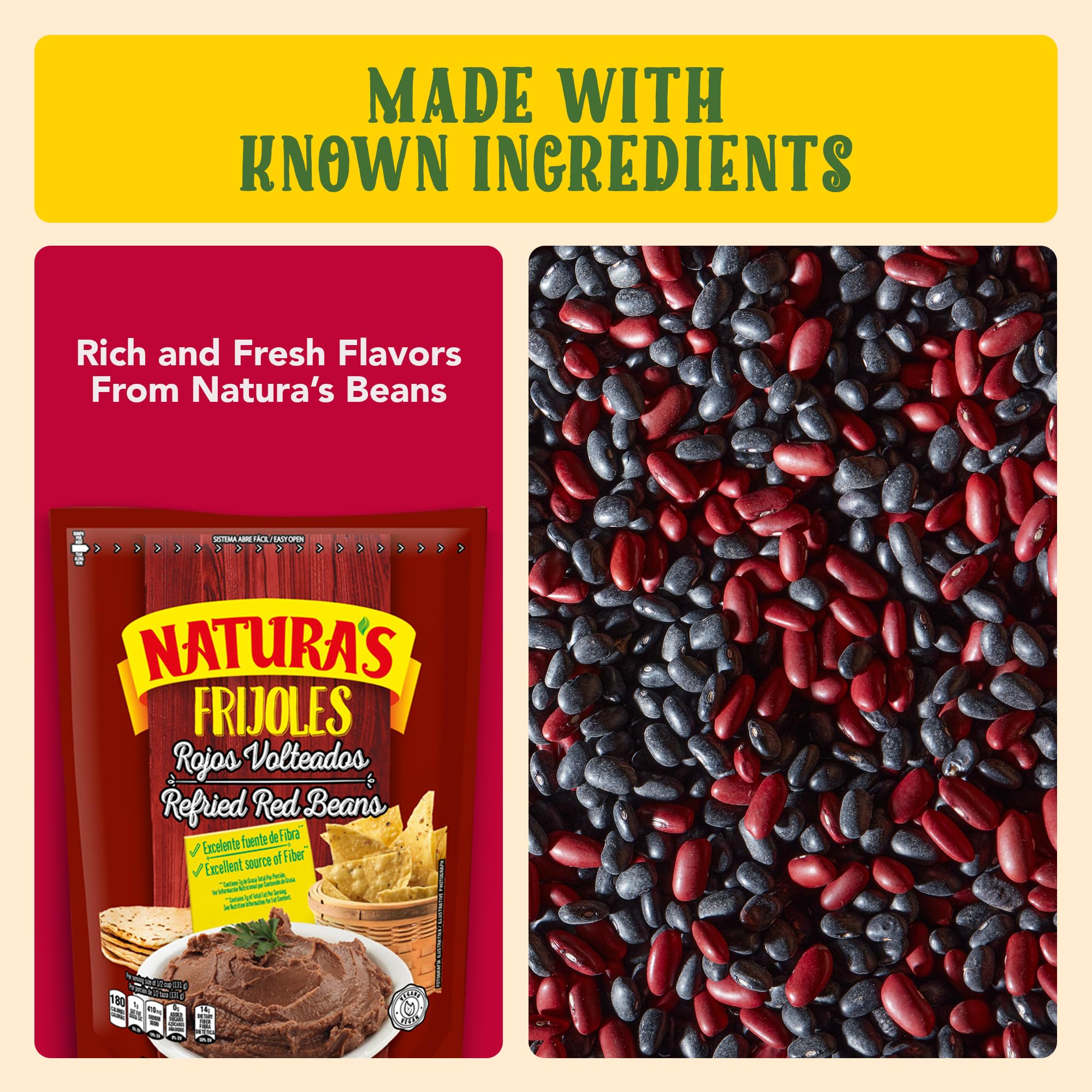 NATURA'S spoonful on tortilla demonstrating easy serving and flavor
