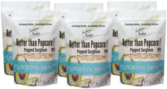 Nature Nate's front pouch showing popped sorghum, crunchy snack and clean ingredients