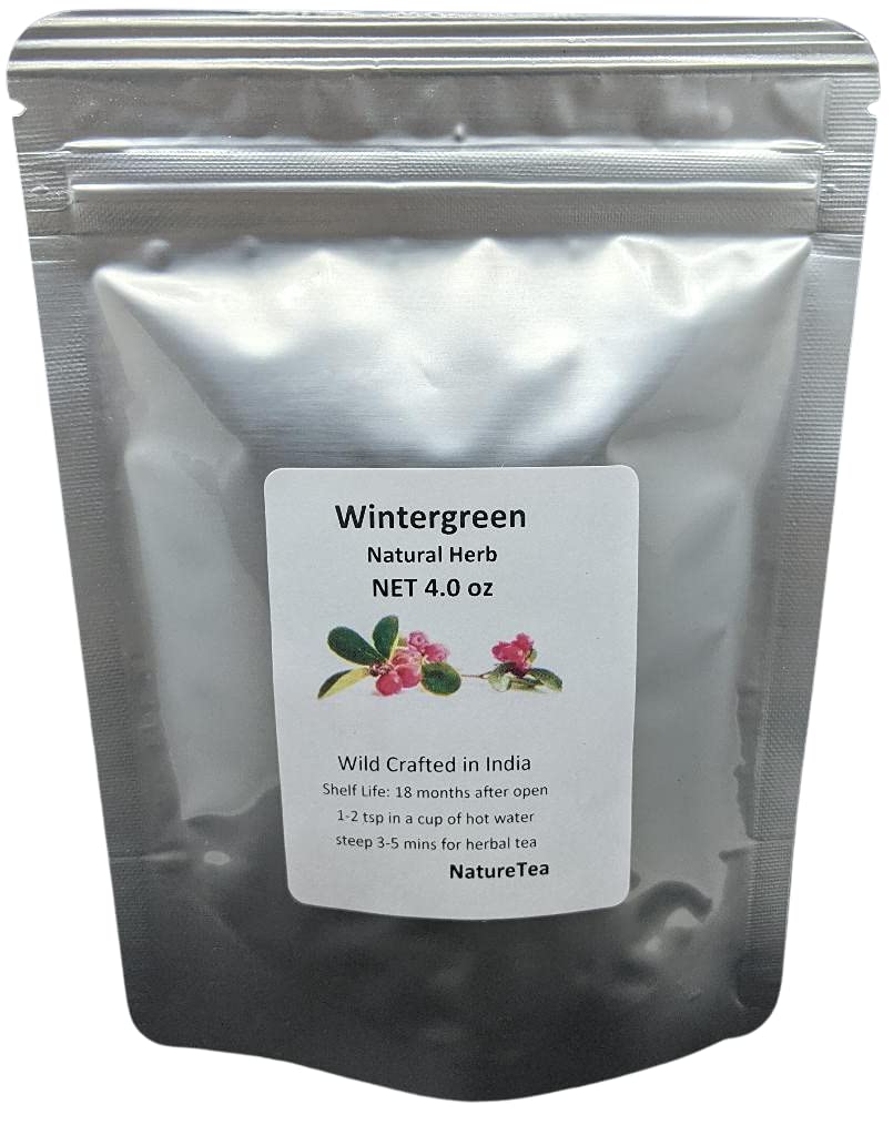 Nature Tea front packaging showing product label and 4 oz pouch benefit clear identity