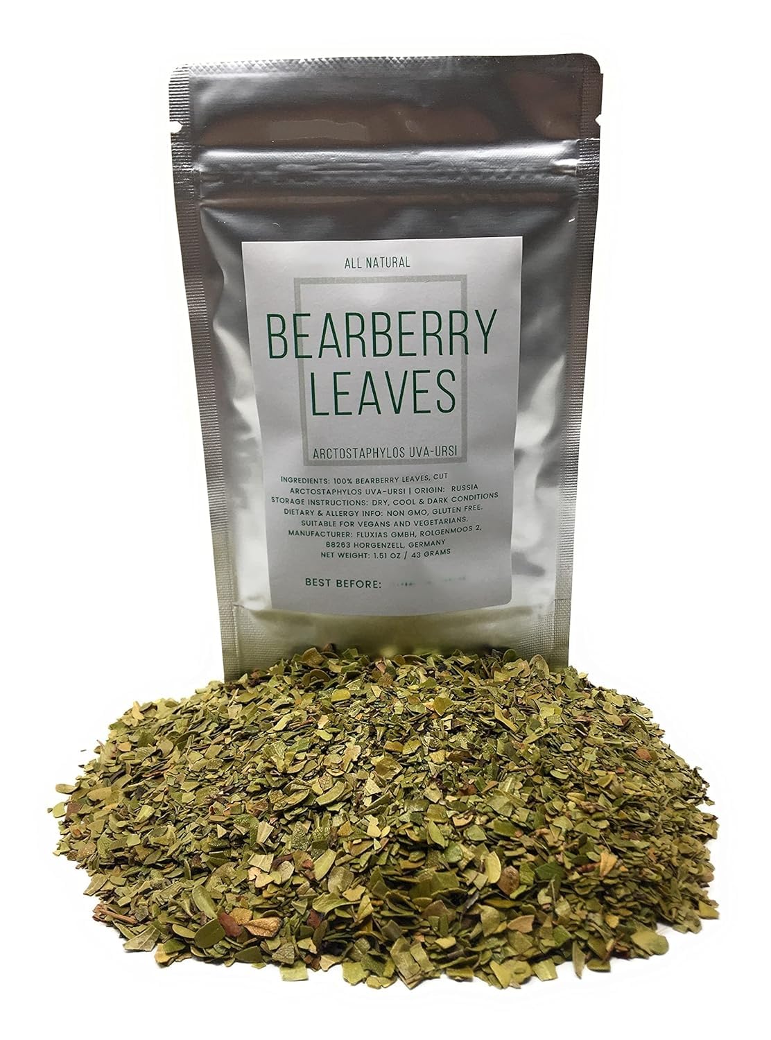 Naturegrail front package showing bearberry leaves and net weight benefit