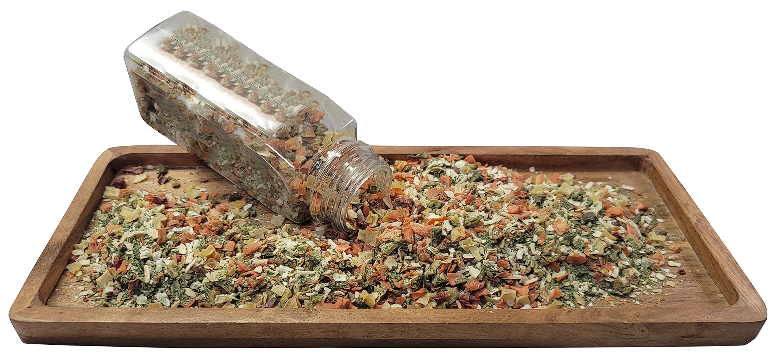 Naturejam close-up of colorful vegetable flakes offering instant veggie texture and flavor