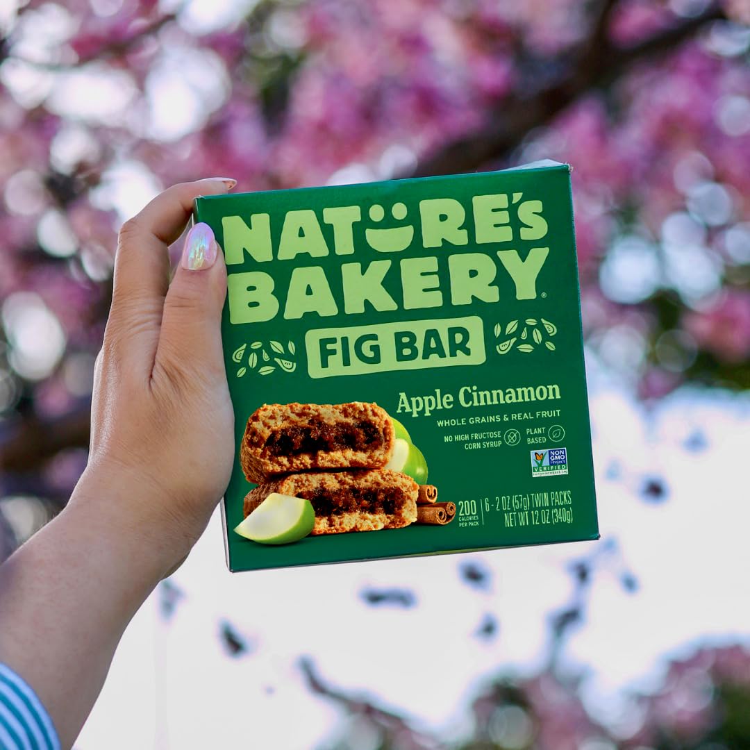 Nature's Bakery bars served with apple slices showing balanced snack pairing