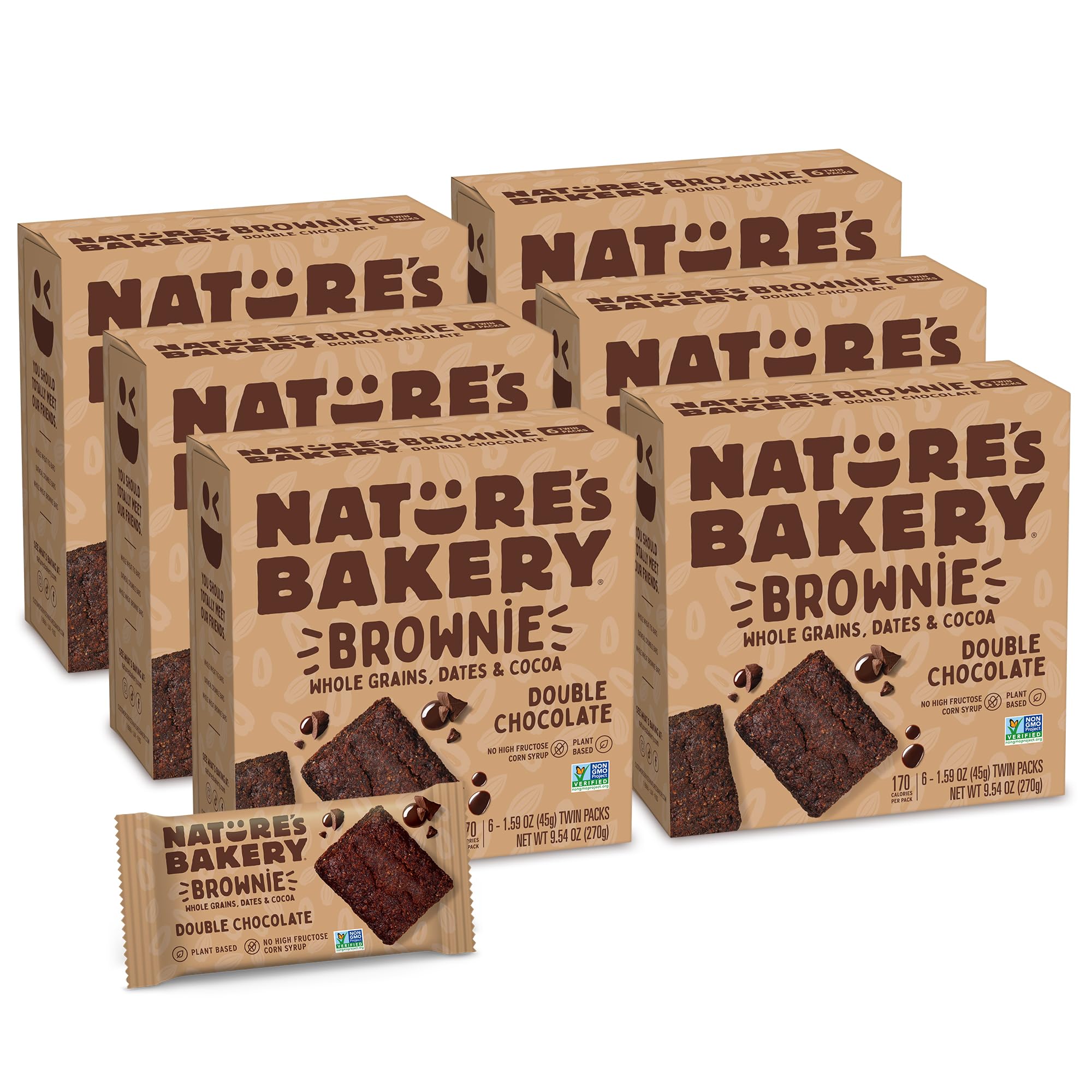 Nature's Bakery front pack showing six bars and branding benefit quick snack