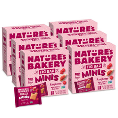 Nature's Bakery front packaging showing raspberry minis and benefits
