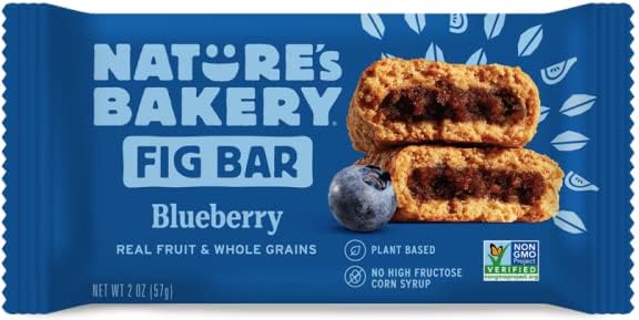 Nature's Bakery label close-up showing Non-GMO, vegan, gluten-free