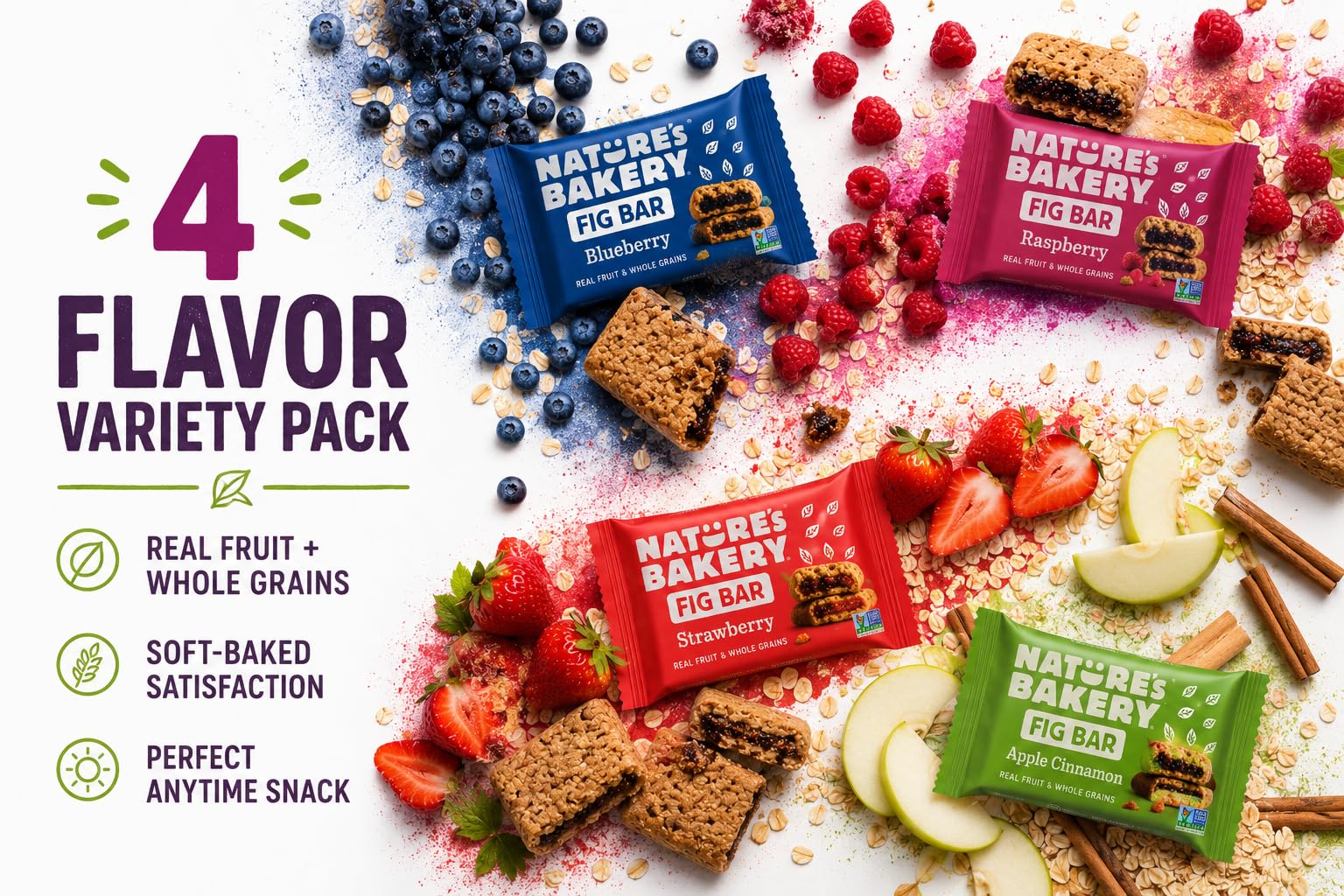 Nature's Bakery in a lunchbox alongside snacks helping pack balanced, kid-friendly meals