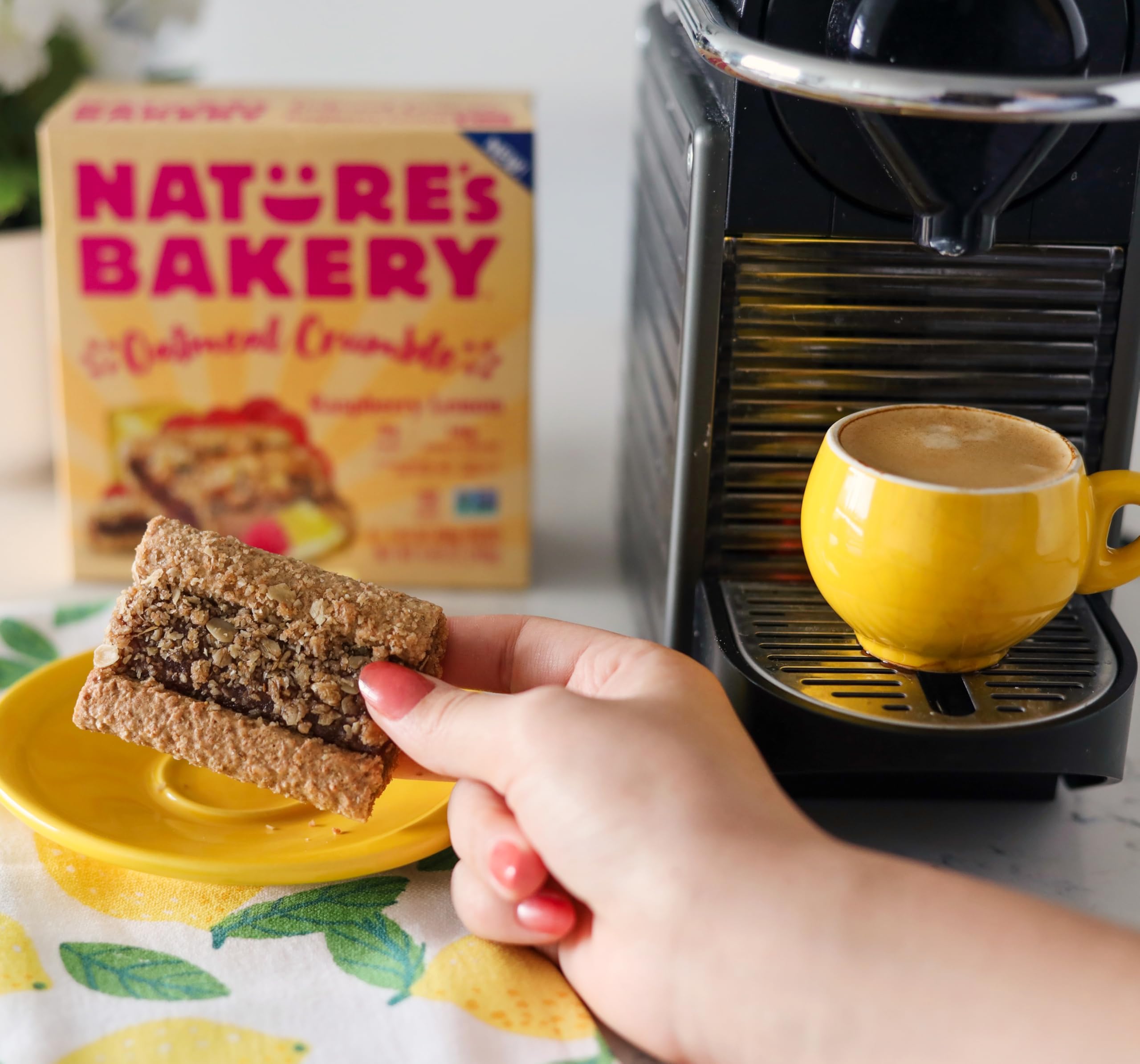 Nature's Bakery box label close-up showing Non-GMO and dietary benefits