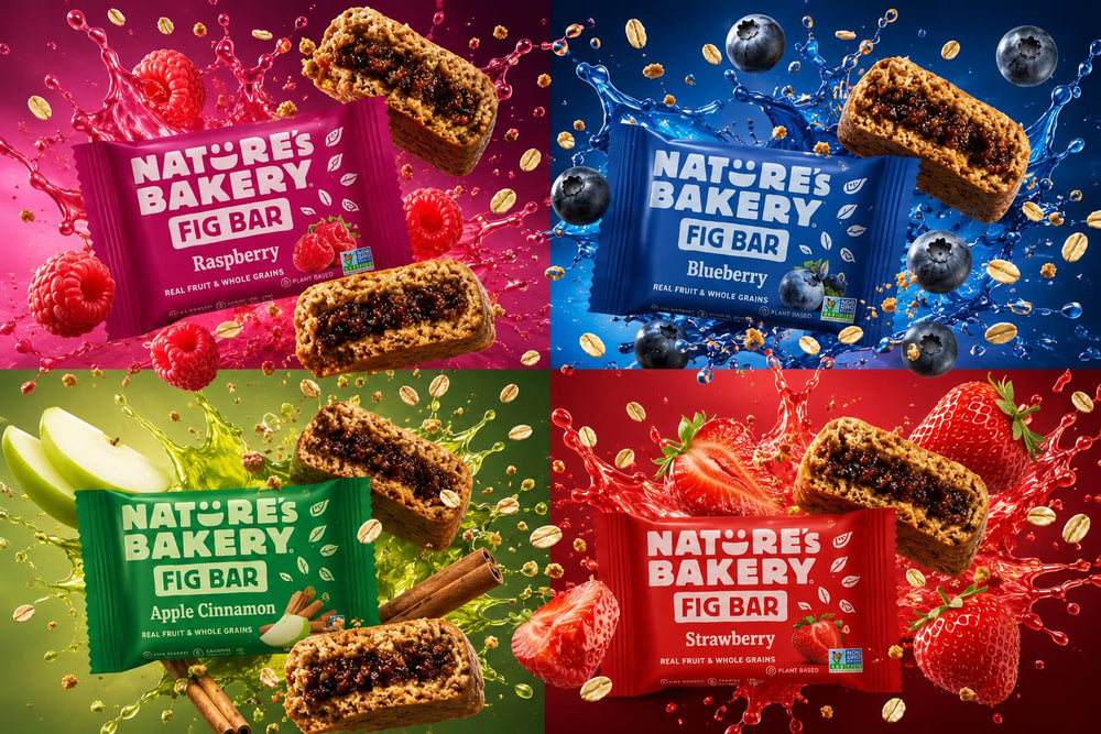 Nature's Bakery raspberry bar in hand demonstrating easy-to-eat size for busy days