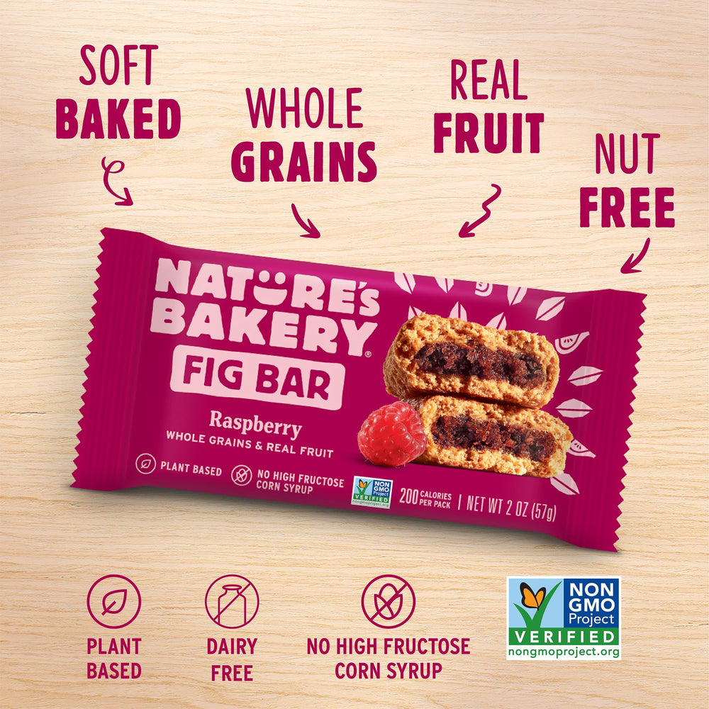 Nature's Bakery fig bar cross-section revealing real raspberry and fig filling