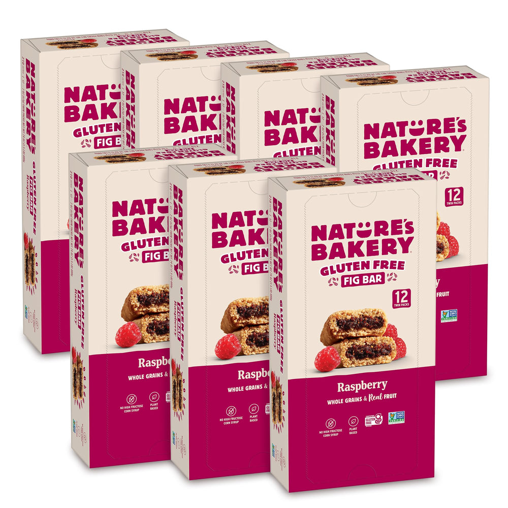Nature's Bakery front packaging showing raspberry fig bars and bulk count benefit