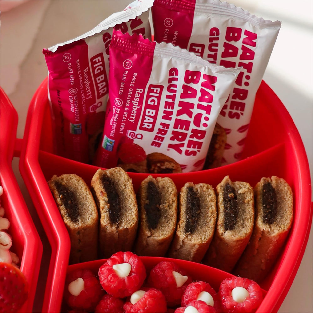 Nature's Bakery bars in a lunchbox demonstrating kid-friendly, nut-free option