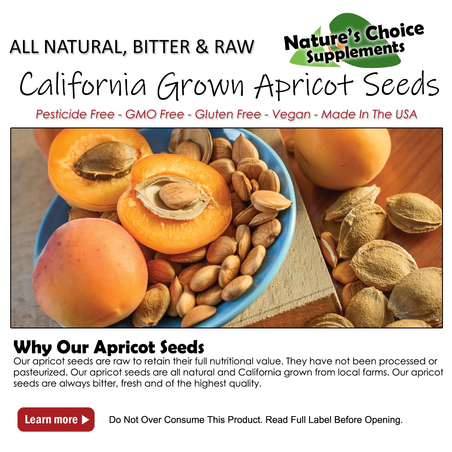 Nature's Choice close-up of apricot kernel texture highlighting raw freshness