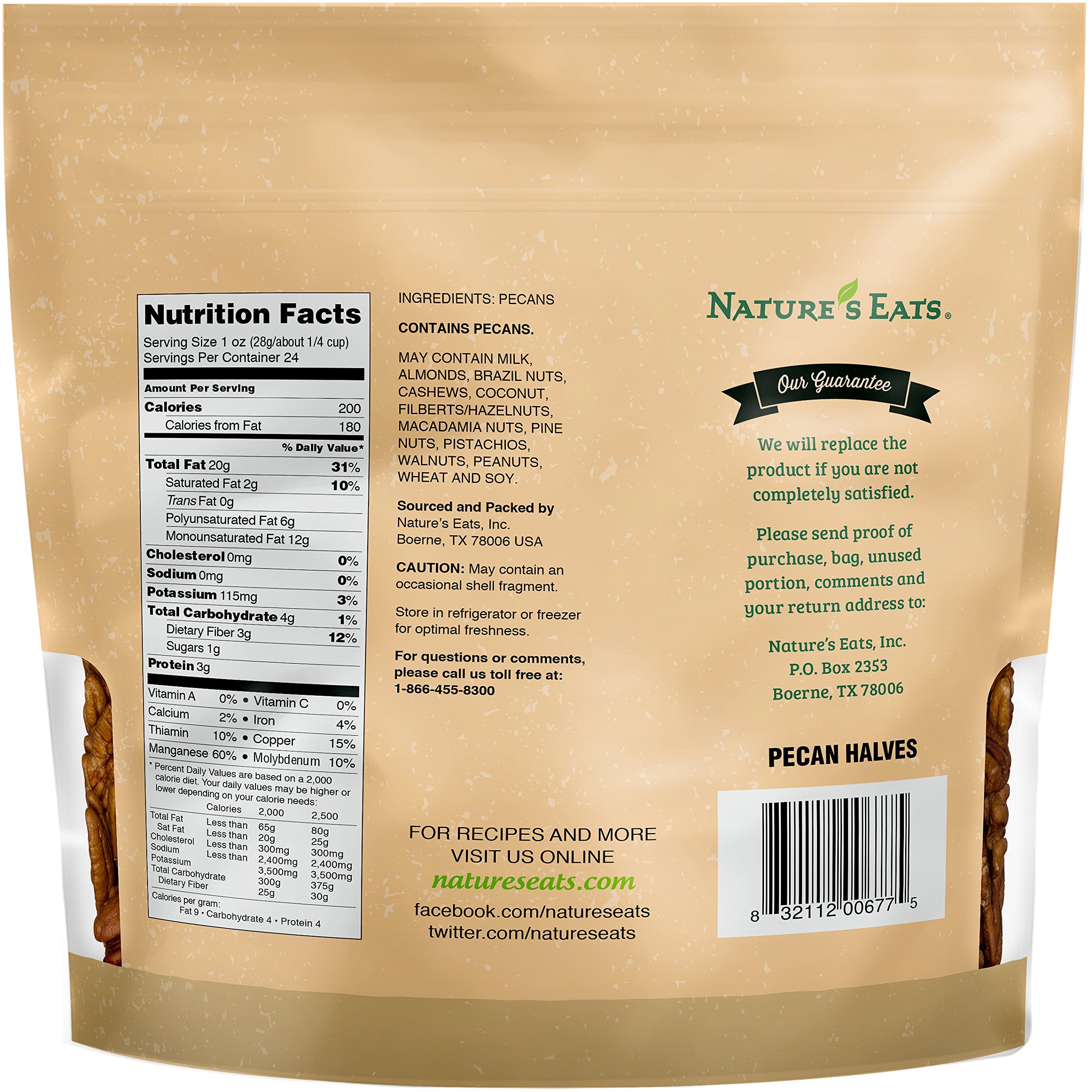 Nature's Eats pecan halves close-up texture highlighting fresh crunch and natural color