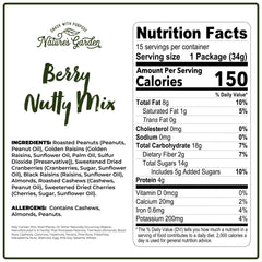 Nature's Garden open packet spilling mixed nuts and berries for quick energy