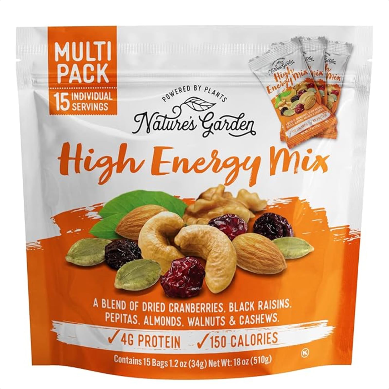 Nature's Garden front packaging showing 15 individual pouches and brand