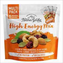 Nature's Garden front packaging showing 15 individual pouches and brand