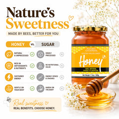 Nature's Goodness close-up of honey texture in jar showing smooth viscosity and clarity
