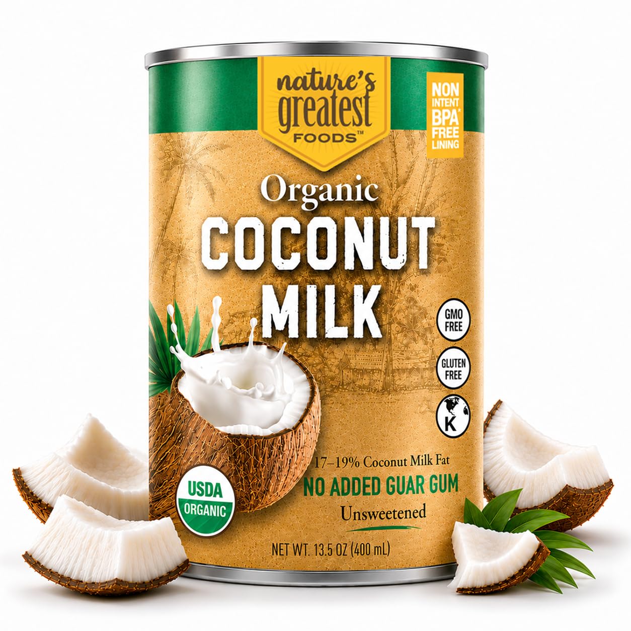Nature's Greatest Foods front packaging showing 12-pack and organic claim, clear pantry benefit