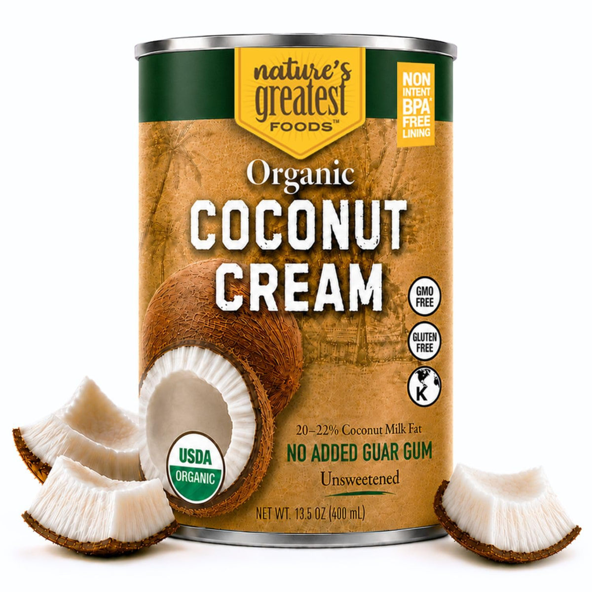 Nature's Greatest Foods front packaging showing can design and organic badge for confidence